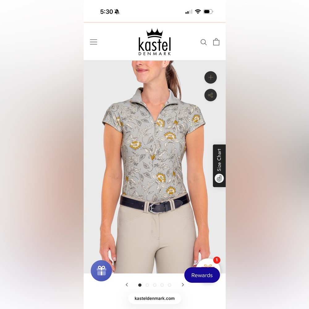 Kastel Denmark Women's Floral Polo Shirt - Gray and Yellow